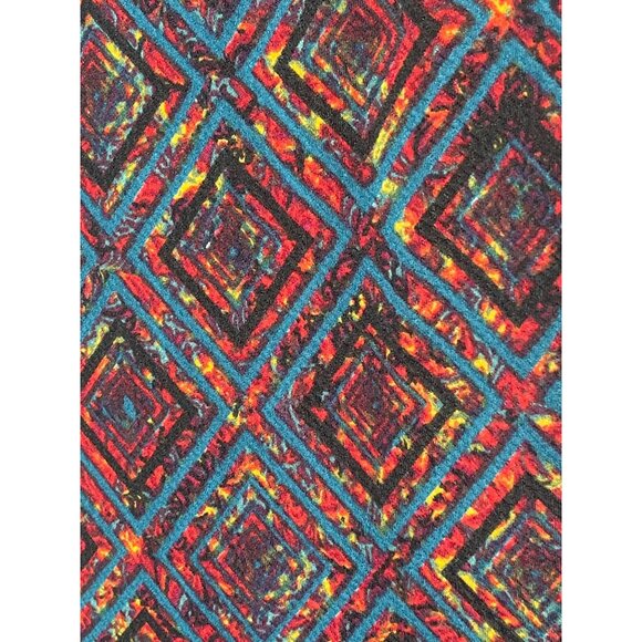 LuLaRoe XXS Fit & Flare Dress Blue Red Geometric Fall Print Work Casual - Picture 8 of 12